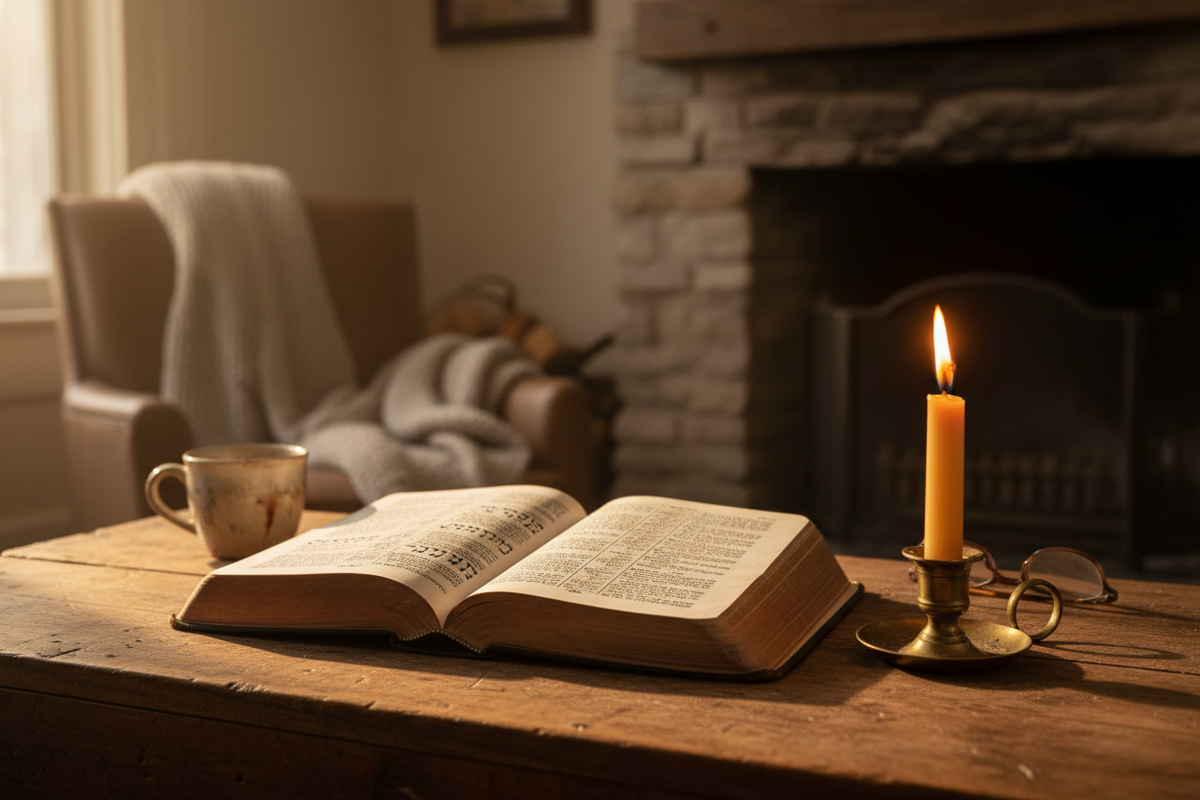Open Bible Candlelight